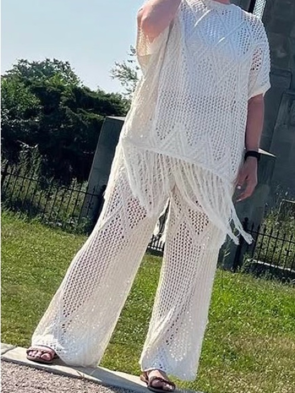 Zara crochet pants top set M